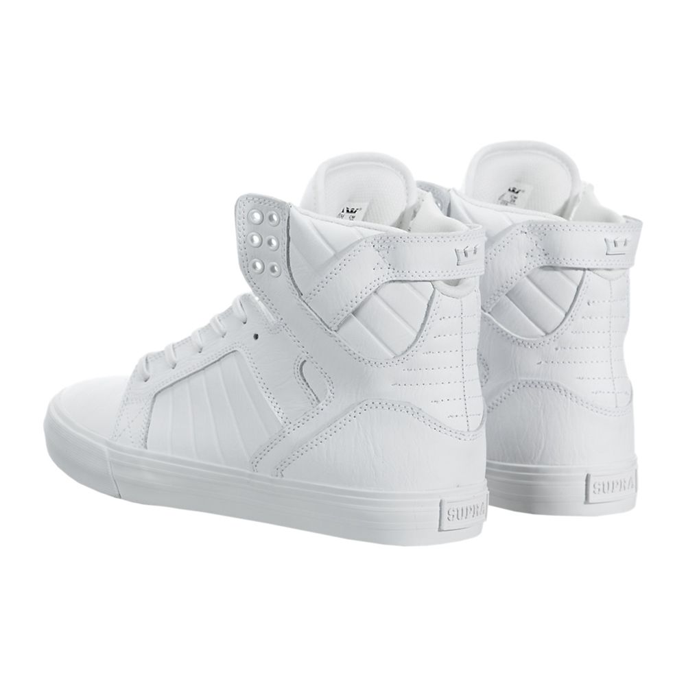 Baskets Montantes Supra SkyTop Blanche White/White-Red Homme | YUU-59398280